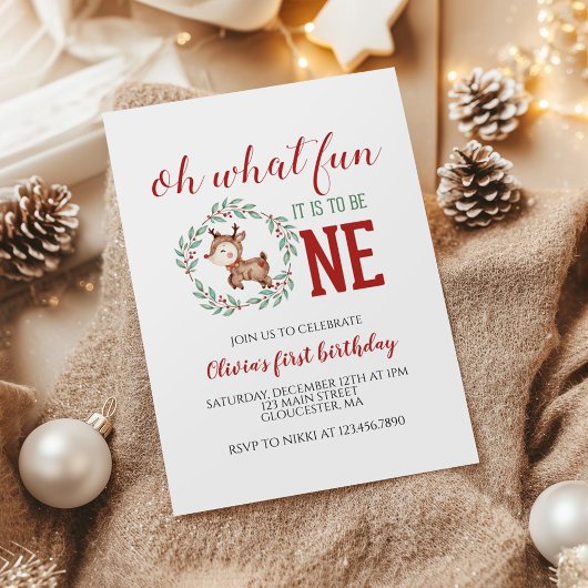 Kerstmis rendieren eerste verjaardag kaart