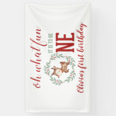 Kerstmis rendieren eerste verjaardag spandoek (Verticaal)