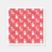 Kerstmis rendieren en sneeuwman - rood servet (Voorkant)