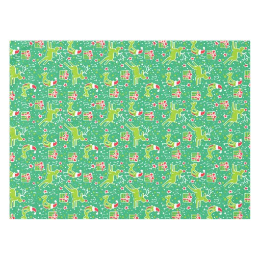 Kerstmis rendieren en vogel groene tafelkleed (Voorkant (Horizontaal))