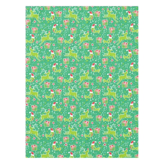 Kerstmis rendieren en vogel groene tafelkleed (Voorkant)