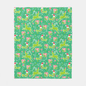 Kerstmis rendieren en vogel patroon groen fleece deken (Voorkant)