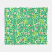 Kerstmis rendieren en vogel patroon groen fleece deken (Voorkant (Horizontaal))