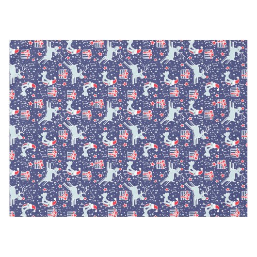 Kerstmis rendieren en zingende vogel tafelkleed (Voorkant (Horizontaal))