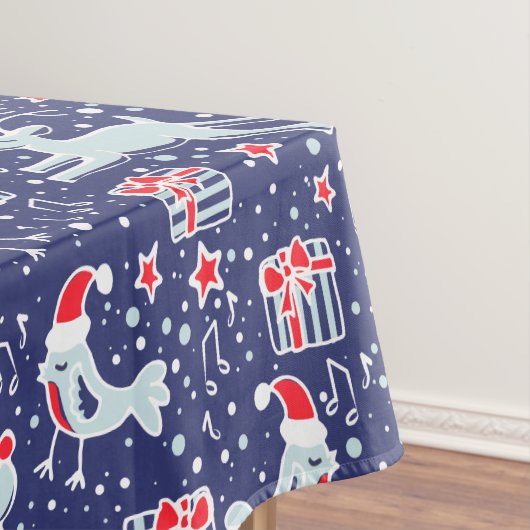 Kerstmis rendieren en zingende vogel tafelkleed (Voorbeeld)