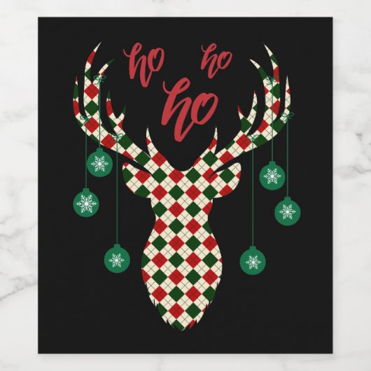 Kerstmis rendieren gelegd wijn etiket (Enkel label)