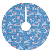 Kerstmis rendieren geschenken en vogels blauw rood kerstboom rok (Voorkant)