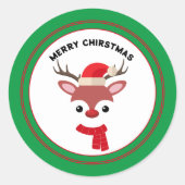 Kerstmis rendieren gezicht Kerstmis Ronde Sticker (Voorkant)