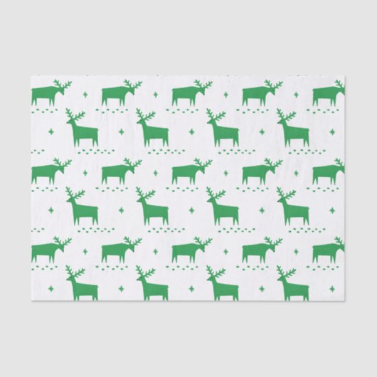 Kerstmis rendieren. Groen bos dierlijk patroon Tissuepapier (Voorkant)
