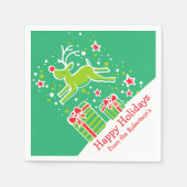 Kerstmis rendieren groen rood wit papier servetten (Voorkant)