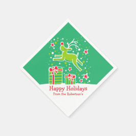 Kerstmis rendieren groen rood wit papier servetten
