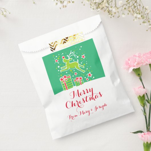 Kerstmis rendieren groene rode geschenkzakken bedankzakje (Gezegeld)