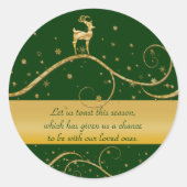 Kerstmis rendieren groeten ronde sticker (Voorkant)