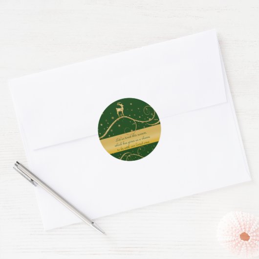 Kerstmis rendieren groeten ronde sticker (Envelop)