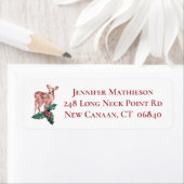 Kerstmis rendieren herten rode winter bruiloft etiket (Insitu)