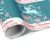 Kerstmis rendieren in de sneeuw aqua vakantie wrap cadeaupapier (Rol Hoek)
