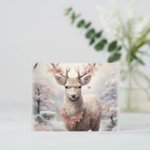 Kerstmis rendieren in het bos feestdagenkaart (Staand voorkant)