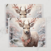 Kerstmis rendieren in het bos feestdagenkaart (Voorkant / Achterkant)