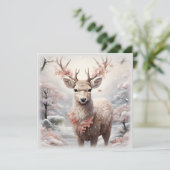 Kerstmis rendieren in het bos kaart (Staand voorkant)