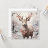 Kerstmis rendieren in het bos kaart (Voorkant / Achterkant in situ)