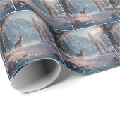 Kerstmis rendieren in sneeuwvlokken cadeaupapier (Rol Hoek)