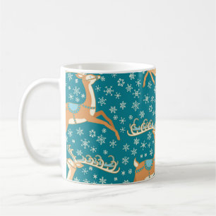 Kerstmis rendieren:  naadloos patroon. koffiemok