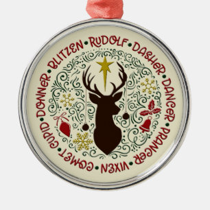 Kerstmis rendieren namen Rudolf Metalen Ornament