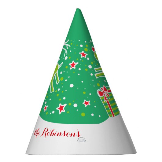 Kerstmis rendieren over geschenken groen gepersona feesthoedjes (Rechts)