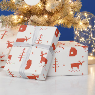 Kerstmis rendieren. Rood bos dierlijk patroon Cadeaupapier