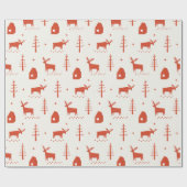 Kerstmis rendieren. Rood bos dierlijk patroon Cadeaupapier (Vlak)