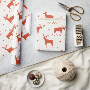 Kerstmis rendieren. Rood bos dierlijk patroon Cadeaupapier