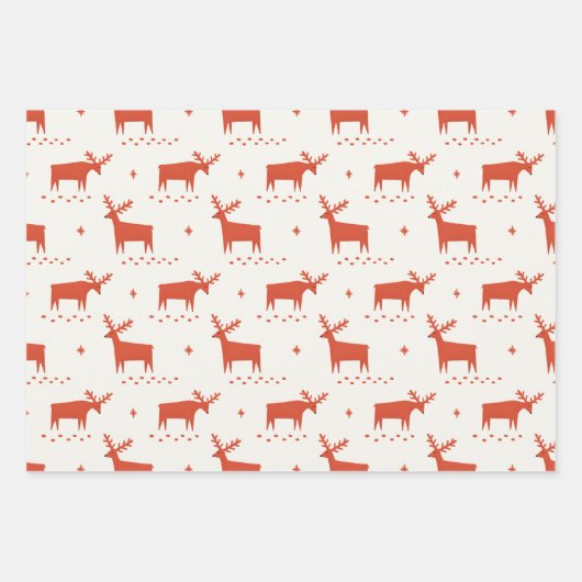 Kerstmis rendieren. Rood bos dierlijk patroon Inpakpapier Vel (Voorkant)