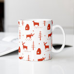 Kerstmis rendieren. Rood bos dierlijk patroon Koffiemok<br><div class="desc">Kerst rood bosgebied rendierpatroon Koffie Mok voor wintervakantie.</div>