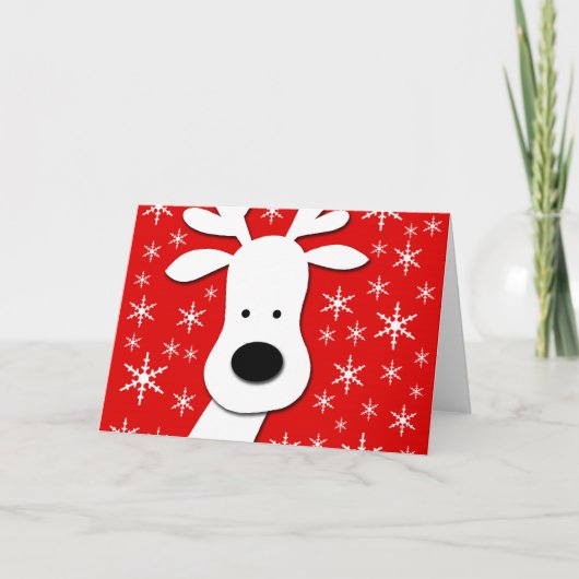 Kerstmis rendieren - rood feestdagen kaart (Voorkant)
