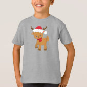 Kerstmis rendieren, Schattige rendier, Santa Hat T-shirt (Voorkant)