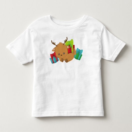 Kerstmis rendieren, Schattigee rendieren, geschenk Kinder Shirts (Voorkant)