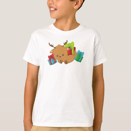 Kerstmis rendieren, Schattigee rendieren, geschenk T-shirt (Voorkant)