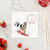 Kerstmis rendieren sneeuwskiën servet (Insitu)