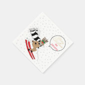 Kerstmis rendieren sneeuwskiën servet (Hoek)