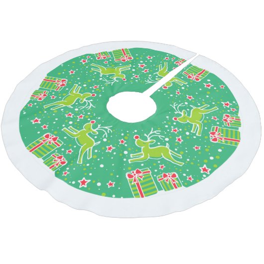 Kerstmis rendieren springen over geschenken boom r kerstboom rok (Gekanteld)