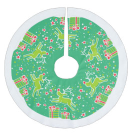 Kerstmis rendieren springen over geschenken boom r kerstboom rok