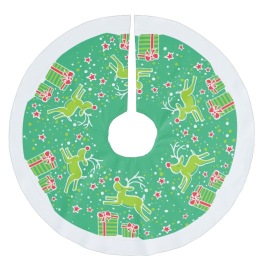 Kerstmis rendieren springen over geschenken boom r kerstboom rok (Voorkant)