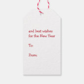 Kerstmis rendieren springen over geschenken rood l cadeaulabel (Achterkant)