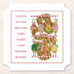 KERSTMIS RENDIEREN Ticket Shape Papier Onderzetter