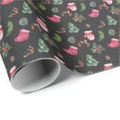 Kerstmis rendieren: Waterverf naadloos patroon Cadeaupapier (Rol Hoek)