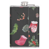 Kerstmis rendieren: Waterverf naadloos patroon Heupfles (Achterkant)