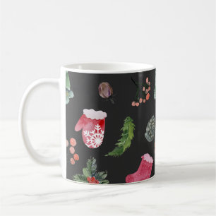 Kerstmis rendieren: Waterverf naadloos patroon Koffiemok