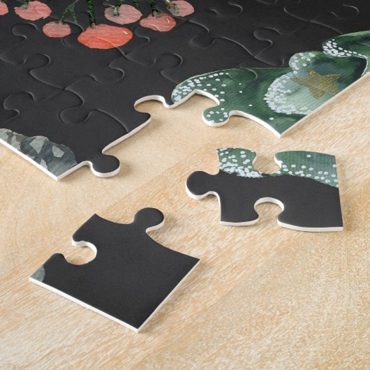 Kerstmis rendieren: Waterverf naadloos patroon Legpuzzel (Zijkant)