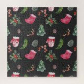 Kerstmis rendieren: Waterverf naadloos patroon Legpuzzel (Verticaal)