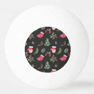 Kerstmis rendieren: Waterverf naadloos patroon Pingpongbal
